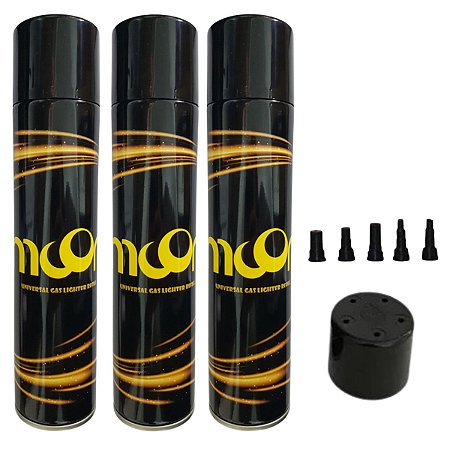 Refil Gás Butano Maçarico Isqueiro 300ml 5 Pontas Moon 3 Un
