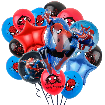 Balão Metalizado Homem Aranha Redondo E Personalizado 15 Un