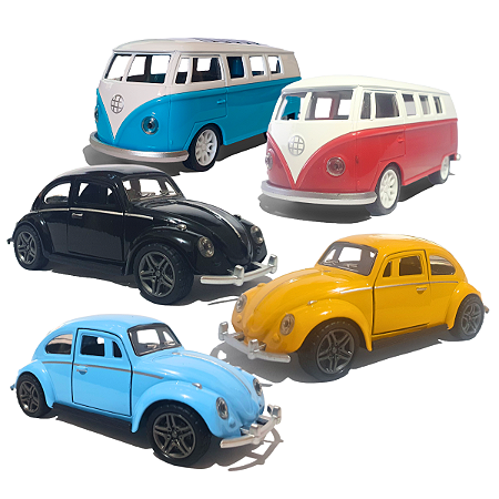 Carrinho Miniatura Fusca e Kombi Ferro a Fricção Volkswagen