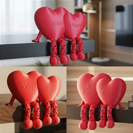 Enfeite Romântico 2 Corações Presente Namorados Aniversário