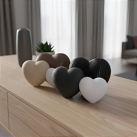 Enfeite 3 Corações Decoração Moderna Escultura Minimalista