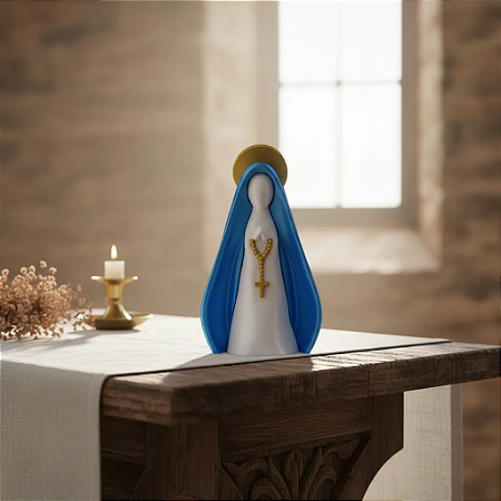 Imagem Decorativa Religiosa Virgem Maria Com Manto Azul