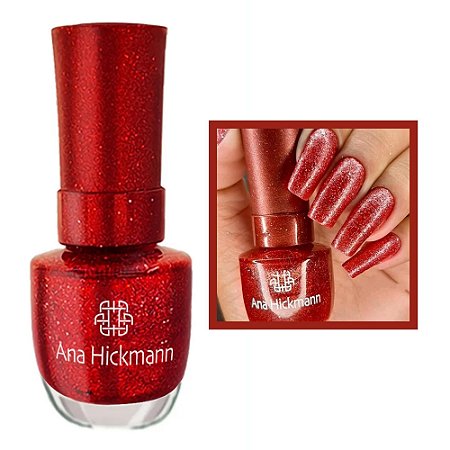 Esmalte Glitter Cor Red Everglow 9ml Ana Hickmann