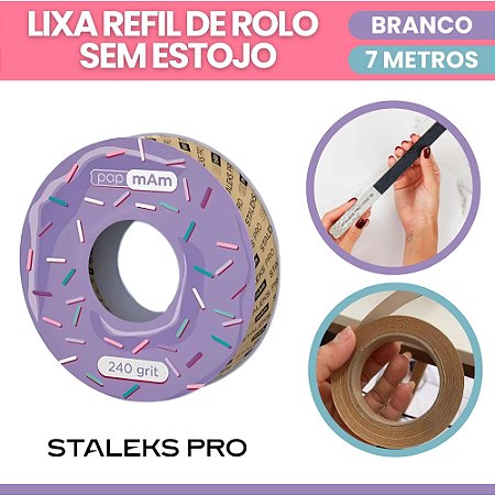 Refil Lixa Rolo Pro 7m Branca ATSC 240W Série Expert Sem Estojo Staleks