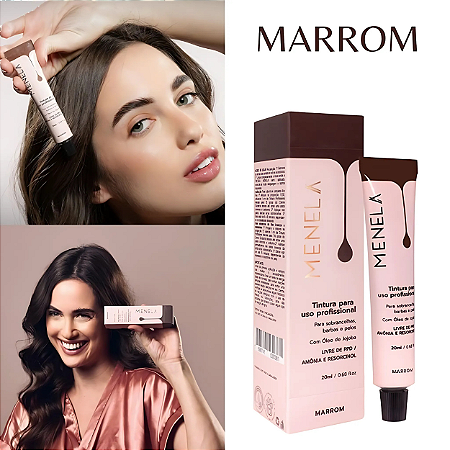 Tintura para Sobrancelhas Uso Profissional Cor Marrom 20ml Menela