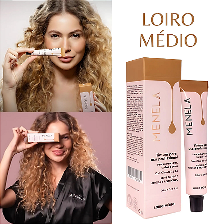 Tintura para Sobrancelhas Uso Profissional Cor Loiro Médio 20ml Menela