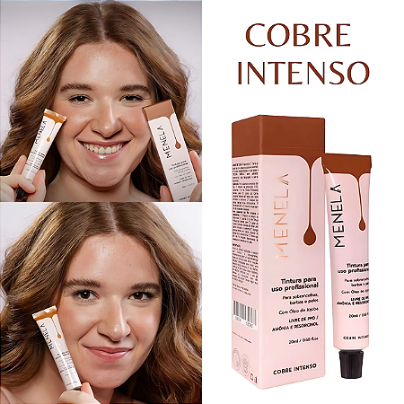 Tintura para Sobrancelhas Uso Profissional Cor Cobre Intenso 20ml Menela