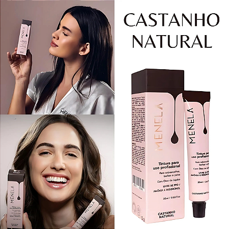 Tintura para Sobrancelhas Uso Profissional Cor Castanho Natural 20ml Menela