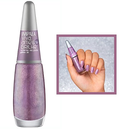 Esmalte Coleção Viva Ame Brilhe Glitter Cor Ostente Seu Poder 7,5ml Impala