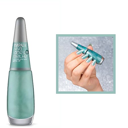 Esmalte Coleção Viva Ame Brilhe Glitter Cor Pronta Pra Tudo 7,5ml Impala