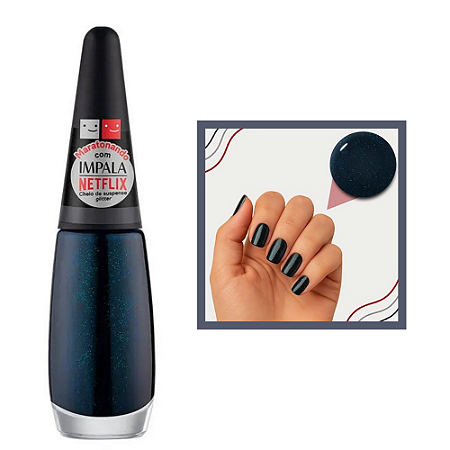 Esmalte Coleção Maratonando Impala com Netflix Glitter Cor Cheio de Suspense 7,5ml Impala