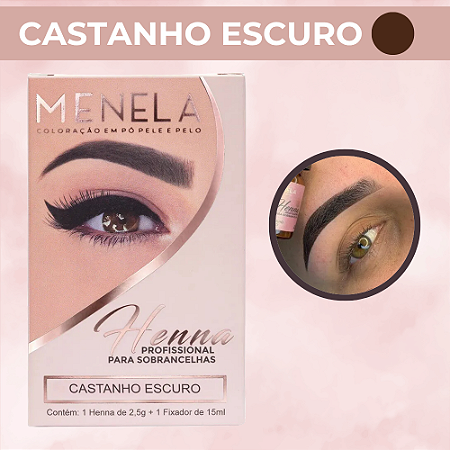 Kit Henna Para Sobrancelhas Castanho Escuro Menela