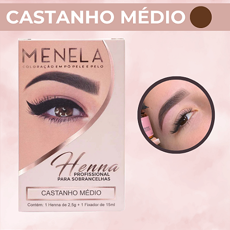 Kit Henna Para Sobrancelhas Castanho Médio Menela