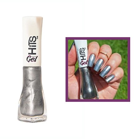 Esmalte Perolado Prata Cibernético Efeito Gel 7ml Hits