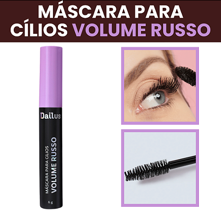 Máscara de Cilios Dailus Volume Russo Efeito Cilios Postiços
