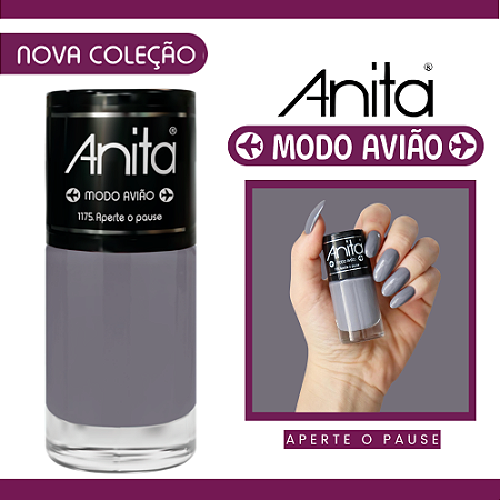 Esmalte Coleção Modo Avião Cor Aperte o Pause Cremoso Cinza 10ml Anita
