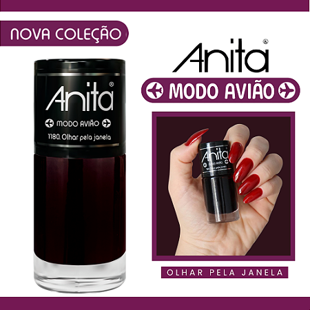 Esmalte Coleção Modo Avião Cor Olhar Pela Janela Cremoso Vinho 10ml Anita