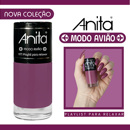 Esmalte Coleção Modo Avião Cor Playlist para Relaxar Cremoso Uva 10ml Anita