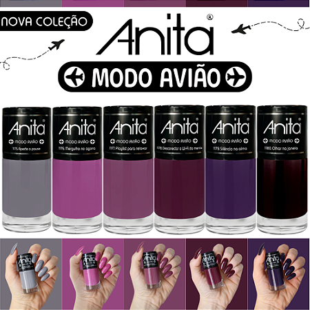 Nova Coleção Esmaltes Modo Avião 6 Cores Completo Anita