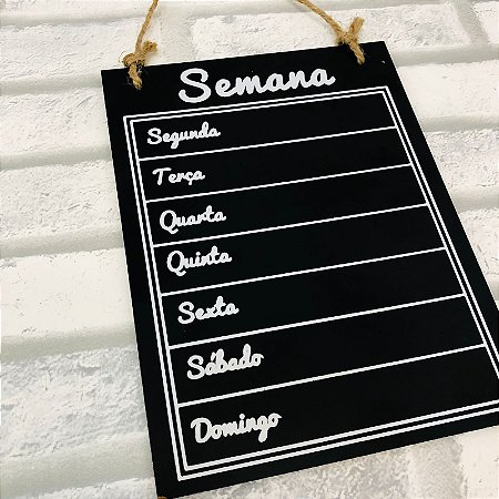 Placa em Mdf Organização Semanal