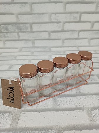Porta Condimentos Cobre Com Suporte 6 Pcs