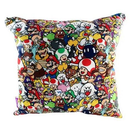 Almofada Fibra Veludo 40x40cm Pattern Super Mario