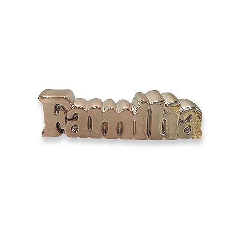 Enfeite de Porcelana Família 23x6,5 Dourado