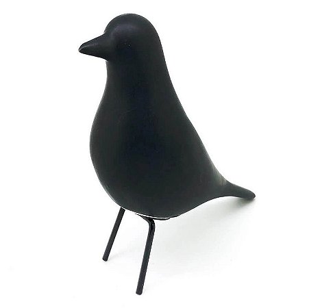 Enfeite Porcelana Pássaro Preto 12cm