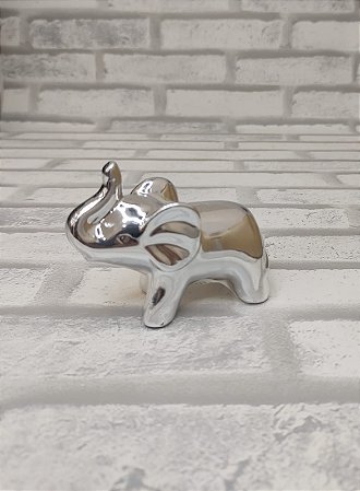 Enfeite Porcelana Elefante Prata 7cm