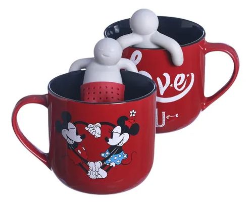 Caneca 350ml C/Infusor de Chá Love Yoy Mickey e Minnie Disney