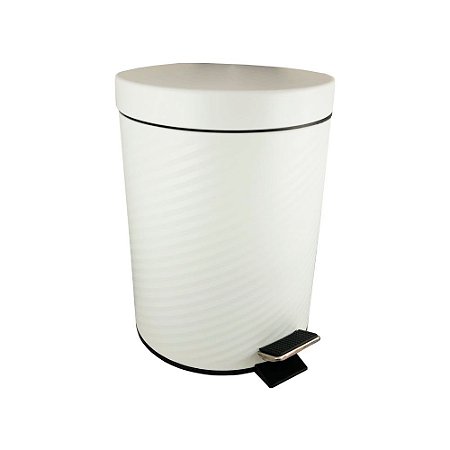 Lixeira Inox com Pedal Decorada 5L Branco