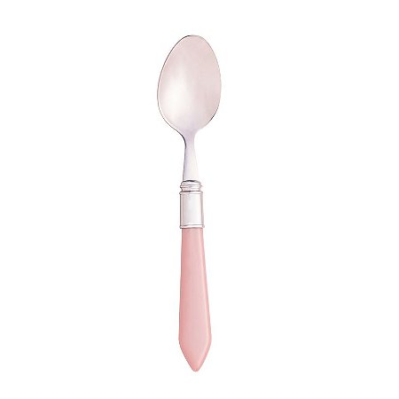 CJ 6 Colheres P/ Mesa de Aço Inox C/ Cabo de Plástico Mother Pearl Rosa 21cm