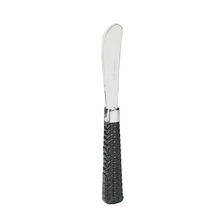 CJ 6 Espatulas de Aço Inox C/Cabo de Plástico Rattan Preto 15cm