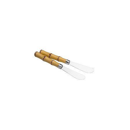 Conjunto 6 Espátulas de Aço Inox com Cabo de Plástico Bambu Natural 16cm
