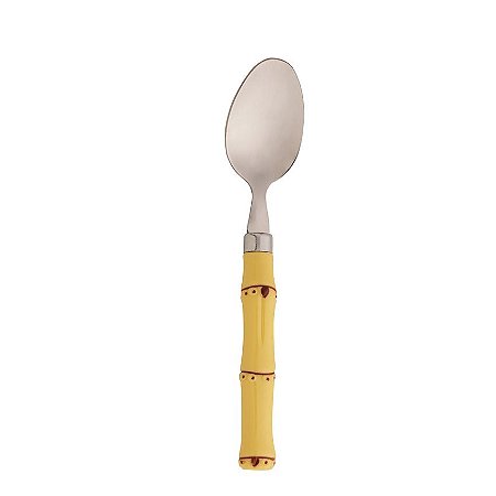 Conjunto 6 Colheres de Sobremesa de Aço Inox com Cabo de PlásticoBambu Natural 18,5cm