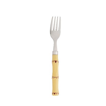 Conjunto 6 Garfos de Sobremesa de Aço Inox com Cabo de Plástico Bambu Natural 19cm