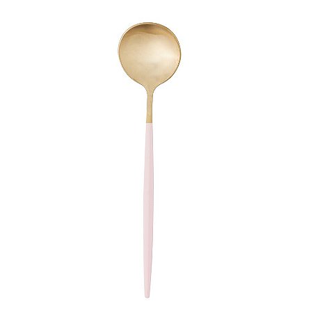 Conjunto 6 Colheres para Mesa de Aço Inox Ópera Champanhe /Rosa 21cm