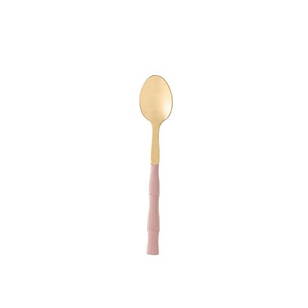 Conjunto 6 Colheres de Chá de Aço Inox Bambu Elegant Champanhe/Rose 12,5cm