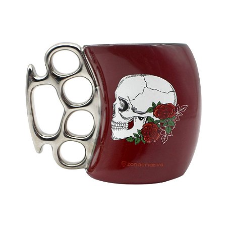 Caneca Soco Inglês 350ml Caveira Rosas Music Strong