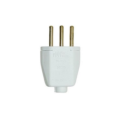 PLUG MACHO 3P 10A BRANCO - MEC