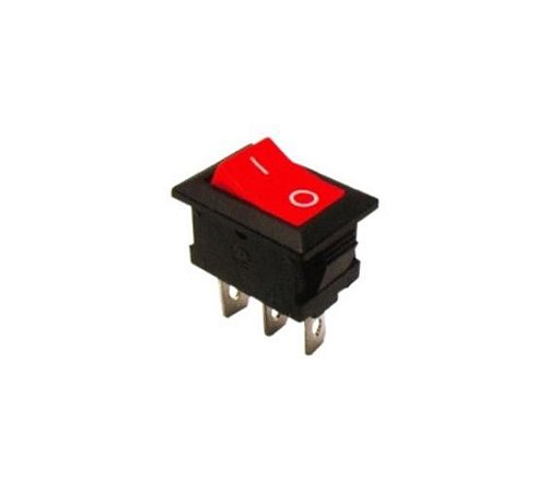 CHAVE GANGORA RETANGULAR LIGA/DESLIGA 6A/250V - 3 TERMINAIS - VERMELHO - UNIS