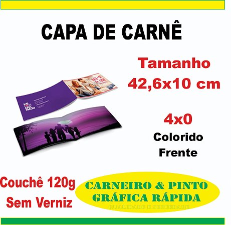 CAPAS DE CARNÊ COUCHÊ 120G SEM VERNIZ 42,3X10CM