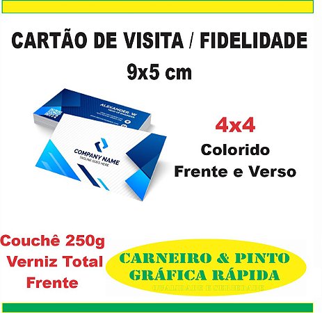 Cartão de Visita Couchê 250 g.| 4x4  (Frente e Verso)