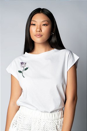 T-shirt branca Rosa de Kawasaki