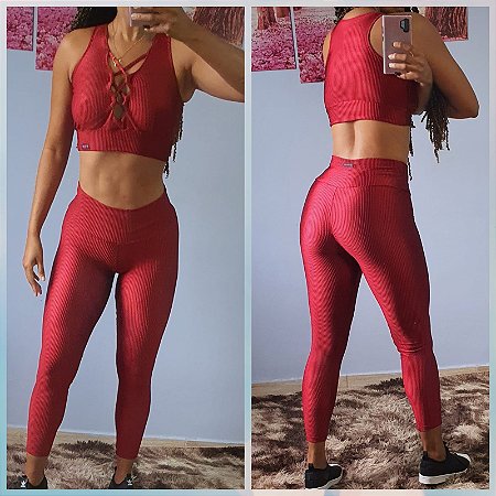Conjunto Legging Fitness Em Éden Bordô