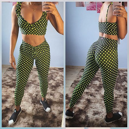 Conjunto Legging e Top De Poá Neon