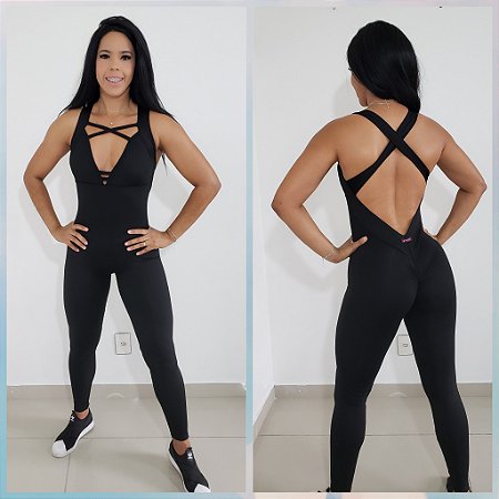 Macacão Longo Fitness Preto
