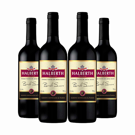 Kit 4 Vinho Tinto Halberth Bordô Suave 750ml