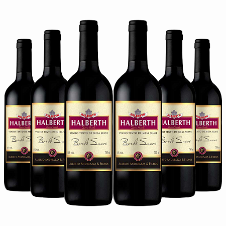 Kit 6 Vinho Tinto Halberth Bordô Suave 750ml