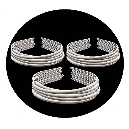 KIT 60 TIARA ARQUINHO EXTRA FINA BRANCA 5MM ENCAPAR/FORRAR